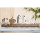 Alu Schriftzug "Coffee" auf Holzbasis