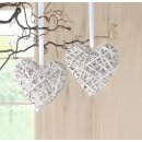 Decorative hanger heart 2-pack white split willow on...