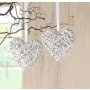 Decorative hanger heart 2-pack white split willow on metal frame whitewashed