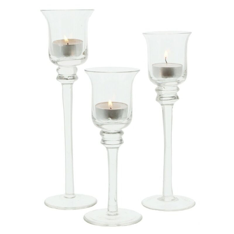 slijtage moederlijk Kunstmatig Glas-Kerzenhalter, 3er Set verschiedene Größen Ø 3,5cm