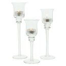 Glass candle holder, set of 3 different sizes Ø 3.5cm