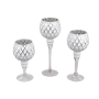 Romatische Glaskelche als Teelichthalter, weiß/silber, im 3 er Set