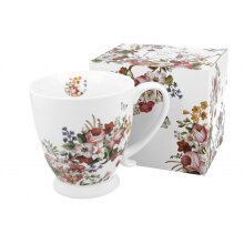 Eine Tasse auf einem Jumbo-Fuß 480 ml VINTAGE BLUMEN WEISS