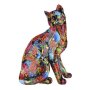 Witzig bunte Deko Katze, ca. 23 × 29 × 16 cm, zwei Designs