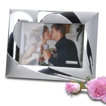 Cadre photo cœur argent