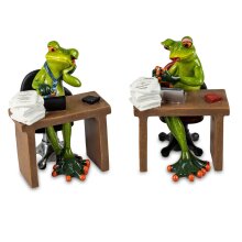 Grenouille figurine "bureau" en pierre artificielle I env. 15 cm