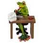 Grenouille figurine "bureau" en pierre artificielle I env. 15 cm