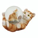 Sød kattefigur med glitterkugle 9 cm