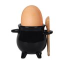 Funny witch cauldron egg cup with spoon