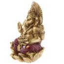 Goldene Ganesha Statue mit roten Akzenten, Indische...