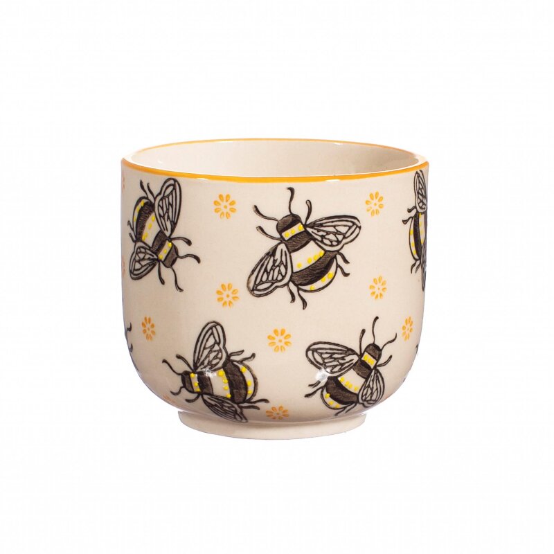 Handbemalter Pflanztopf im mediterranen Stil mit Bienen - Benera, 6,95
