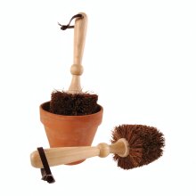 Flower pot brush made of ash wood and bamboo fibers, gentle cleaning of pots from 12 cm diameter