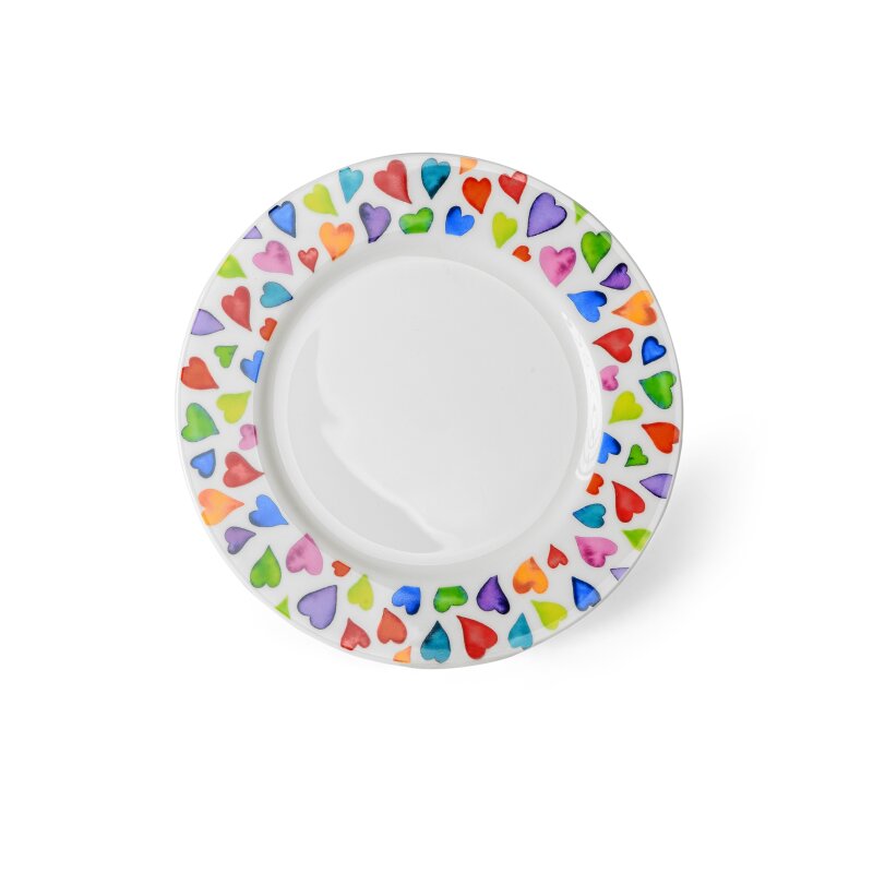 Teller 22 cm Warm Hearts für Kuchen, Aquarell Herz Design in bunten F, 33,95 €