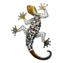 Wall hanger Gecko Glary made of metal, colorful splendor for indoors and outdoors