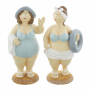 Figur "Stranddamen" 2er-Set, Polyresin, Blau/Weiß, ca. 22 cm
