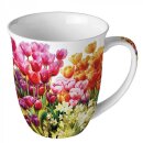 Tasse, porcelaine, aspect 3D, tulipes, env. 10 x 10,5 cm