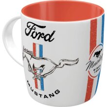 Ford Mustang Horse & Stripes logo ceramic mug, approx. 8.5 x 9 cm for motorsport fans