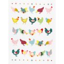 Kitchen towel print chickens with heart, approx. 50 x 70...