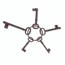 Antieke gietijzeren sleutelhanger, ca. 9 x 4 x 22,5 cm