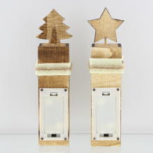 LED Säule Rentier 2er-Set aus Holz, batteriebetriebene Festtagsdeko