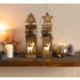 LED Säule Rentier 2er-Set aus Holz, batteriebetriebene Festtagsdeko
