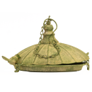 Decorative Aged Metal Hanging Bird Station in Green