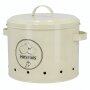 Storage tin for potatoes, metal, cream-colored
