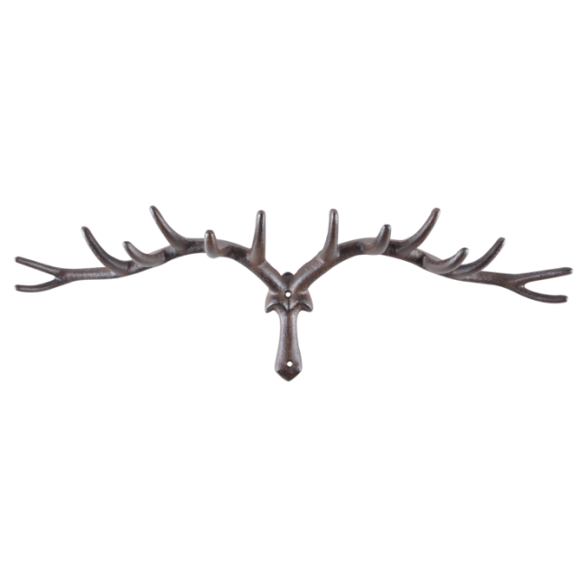 Wall hook deer antler cast iron