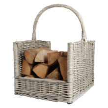 Panier en osier pour bois de chauffage, rectangulaire, en gris
