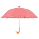 Regenschirm Flamingo mit pinken Rüschen