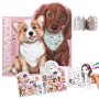TOPModel Doggy Malbuch mit 21 Seiten und Doppelseite Stickern für Hunde Liebhaber ab 6 Jahren