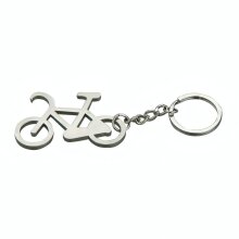 Silver bicycle key ring with bottle opener for cycling fans and beer lovers