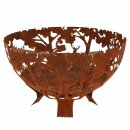 Vuurschaal in roest-look met lasergesneden boslandschap