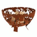 Vuurschaal in roest-look met lasergesneden boslandschap