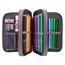 Miss Melody Federtasche mit LED Seerosen und 3 Fächern, traumhaftes Pferde Design für Mädchen