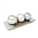 Decoratieve schaal met 3 kerstballen, zilveren kerstaccessoires met mooie ornamenten