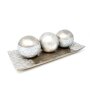 Decoratieve schaal met 3 kerstballen, zilveren kerstaccessoires met mooie ornamenten