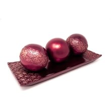 Decorative bowl with 3 balls red-brown with festive ornaments and details for Christmas, weddings and co.