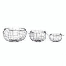 Bellied wire baskets with handles in 3 sizes made of iron wire with a load capacity of 10 to 20 kg