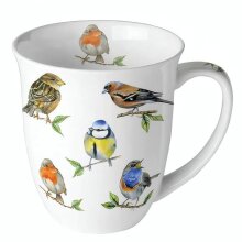Porzellantasse „Bird Species White“ 400 ml – Fine Bone China mit Vogelillustrationen