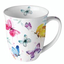 Porzellantasse „Butterfly Collection White“ 400 ml – Fine Bone China mit Schmetterlingsmotiv