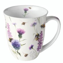 Porzellantasse „Bumblebees in the Meadow“ 400 ml – Fine Bone China mit Blumen- und Hummelmotiv
